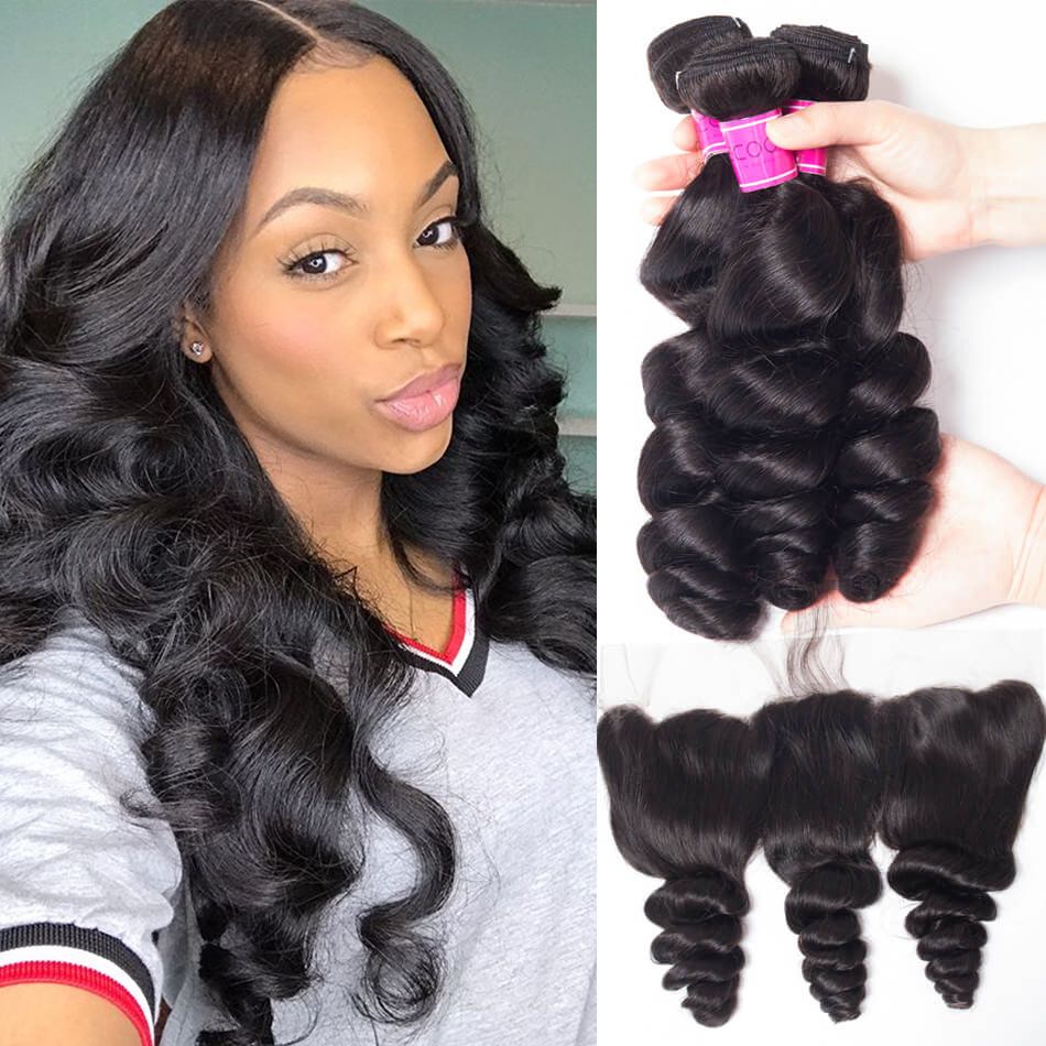 Brazilian Loose Wave Hair Bundles With Lace Frontal Sale Recool Hair