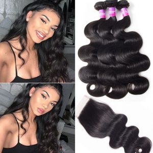 Brazilian Straight Hair 4 Bundles With Lace Clousre