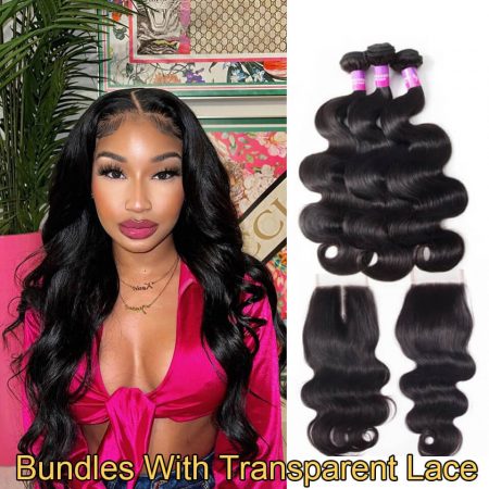 Brazilian Transparent 3 bundles with closure