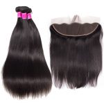 Brazilian Virgin Hair Straight 3 Bundles With Frontal