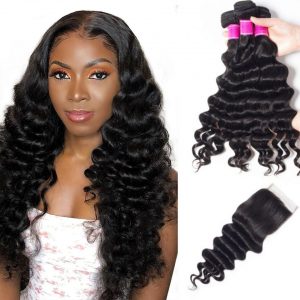 Indian loose deep 3 bundles with closure