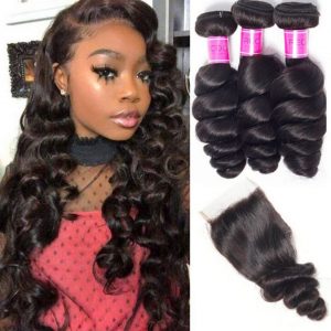 Indian loose wave 3 bundles with closure