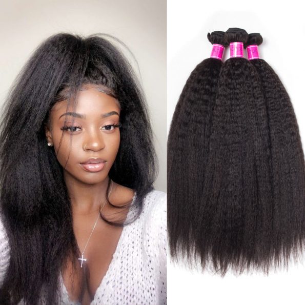 Kinky Straight Brazilian Hair Weave 3 Bundles