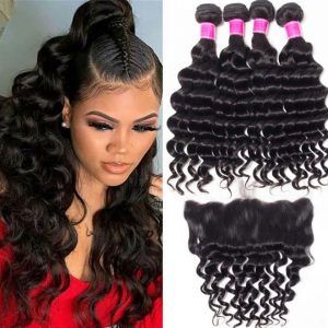 Malaysian loose deep 4 bundles with frontal