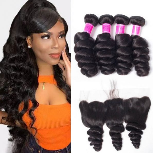 Malaysian loose wave 3 bundles with frontal