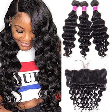 Peruvian loose deep 3 bundles with frontal