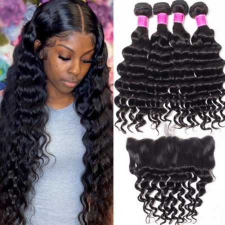 Peruvian loose deep 4 bundles with frontal