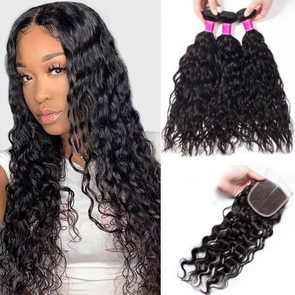 Peruvian water wave 3 bundles with closure