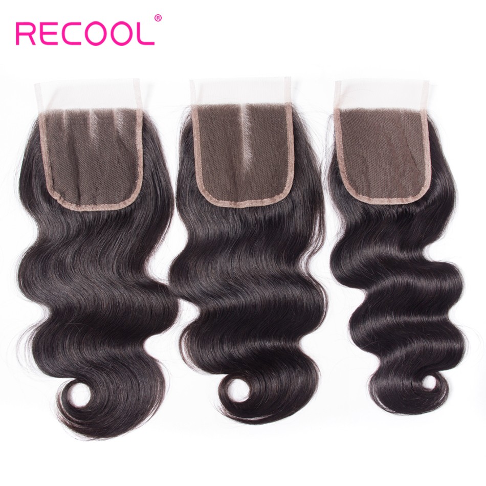 Recool Virgin Body Wave Human Hair 4*4 Lace Closure 1 PCS