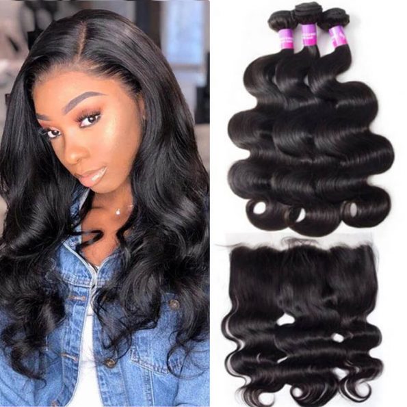 Tranaparent Brazilian 3 bundles with frontal