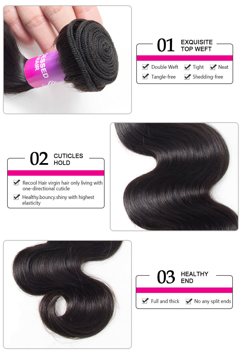 recool hair virgin hair body wave bundle