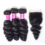 Brazilian loose wave 3 bundles with closure