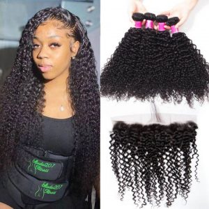 Brazilian Curly 4 bundles with frontal