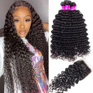 Brazilian deep curly 3 bundles with closure