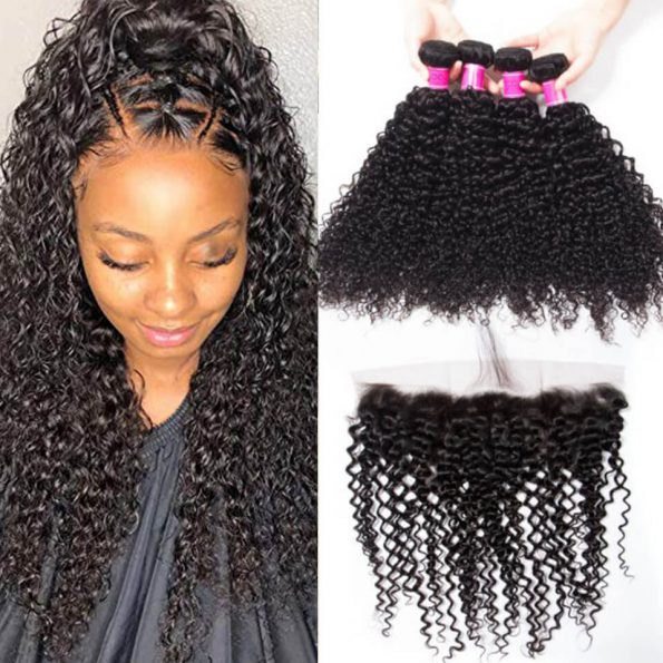 Indian Curly 4 bundles with frontal