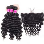 Indian Lace Frontal With Loose Deep Wave Bundles 4Pcs