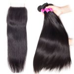 Indian Straight Virgin Hair Cheap Bundle Deals With Closure