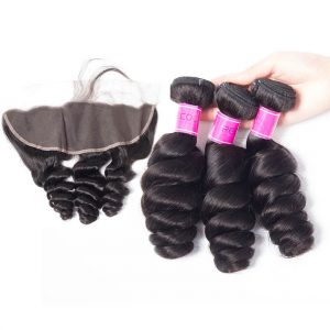 Lace Frontal Closure With Indian Bundles Loose Wave