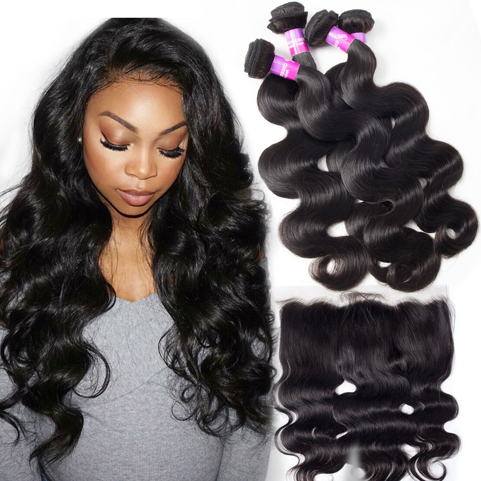 Malaysian Body Wave Hair 4 Bundles With Frontal Closure Recool Hair
