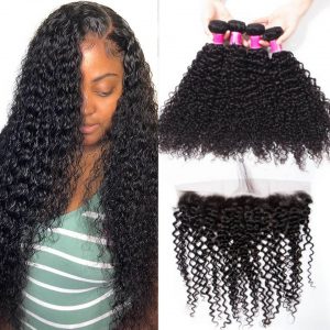 Malaysian Curly 4 bundles with frontal
