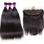 Malaysian Straight Hair 3 Bundles With Frontal High Quality