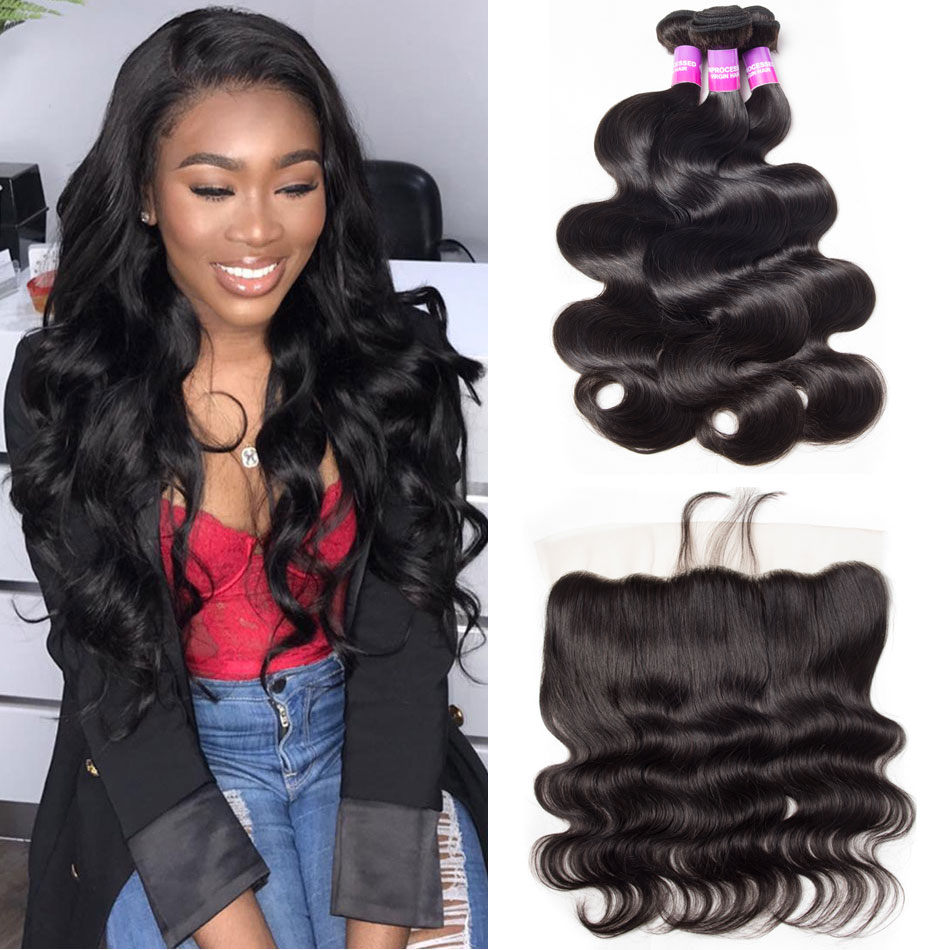 Malaysian Virgin Hair Body Wave 3 Bundles With Frontal Deal