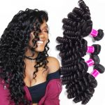 Malaysian virgin human Hair Bundles Bouncy Curly 3 Bundles