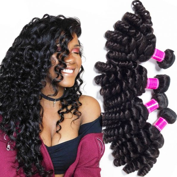 Malaysian virgin human Hair Bundles Bouncy Curly 3 Bundles