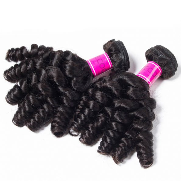 Peruvian Bouncy Curly 4 Bundles Natural Black Unprocessed