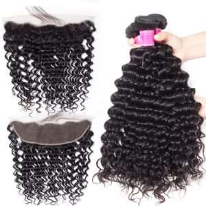 Peruvian Deep Wave Bundles With Frontal Deals