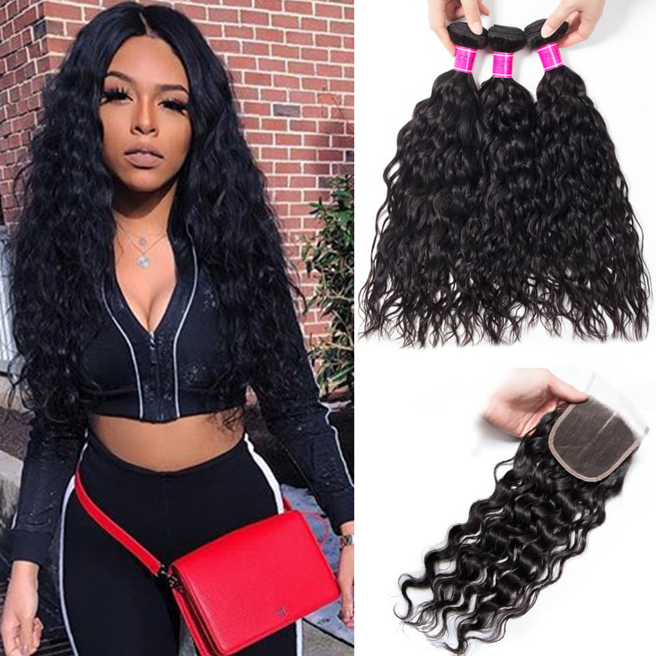 Peruvian Wet And Wavy Hair Bundles With Closure Recool Hair