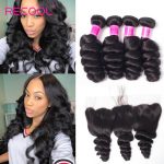 Recool Hair Loose Wave Bundles With Frontal 100% Remy Virgin Hair 4 Bundles With Frontal Spring Loose