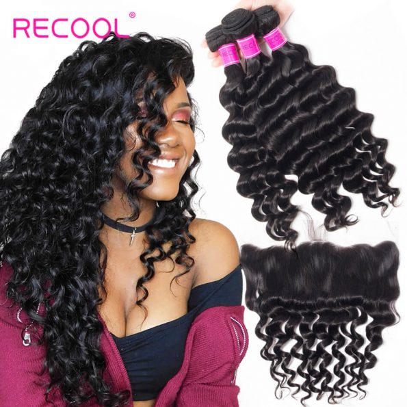 Virgin Hair 3 Bundles Loose Deep Wave With 13*4 Frontal Closure