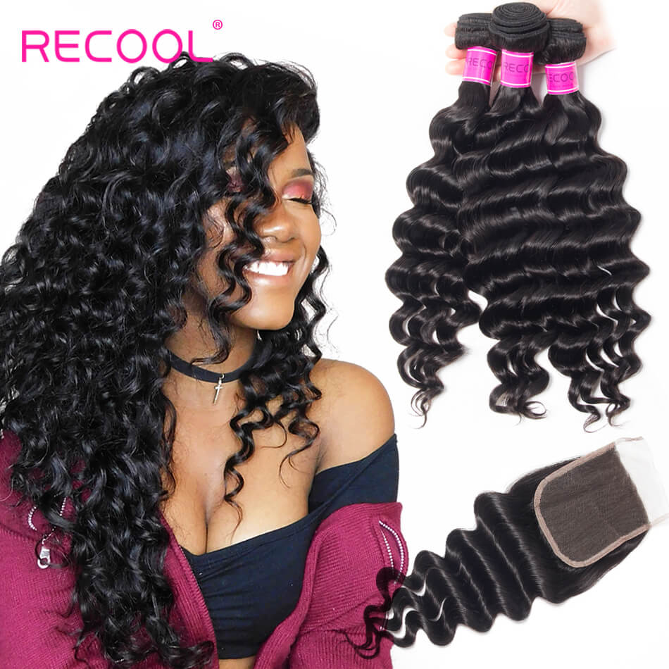 Loose Deep Wave 3 Bundles Human Hair Weave With Closure Top Quality Hair Bundles With Closure