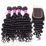 Virgin Peruvian Hair Loose Deep Wave 4 Bundles With Closure