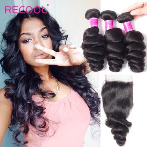 recool hair loose wave 3 bundles with closure