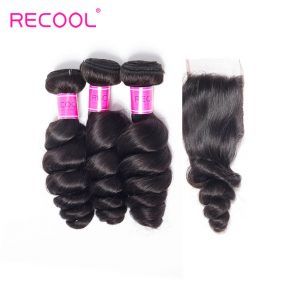 recool hair loose wave 3 bundles with closure