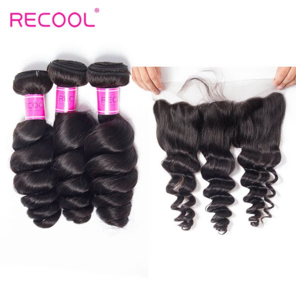 recool hair loose wave 3 bundles with frontal 8