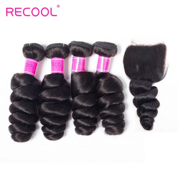 recool hair loose wave 4 bundles with closure