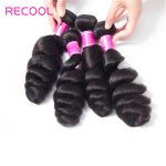 Recool Hair Peruvian Loose Wave Bundles Virgin Hair Weave 4 Bundles Spring Loose Curly Human Hair