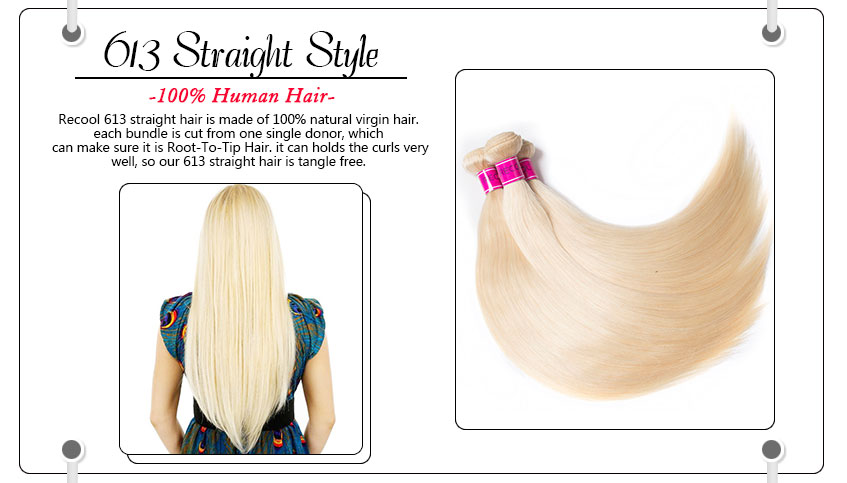Virgin Human Hair 613 Blonde Straight hair,613 Blonde Straight Lace Closure