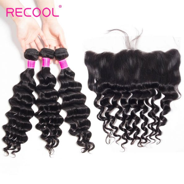 recool hair loose deep 3 bundles with frontal