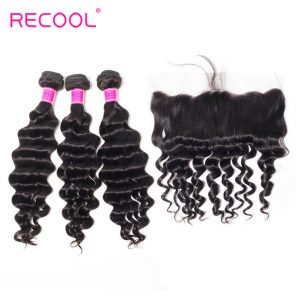 recool hair loose deep 3 bundles with frontal