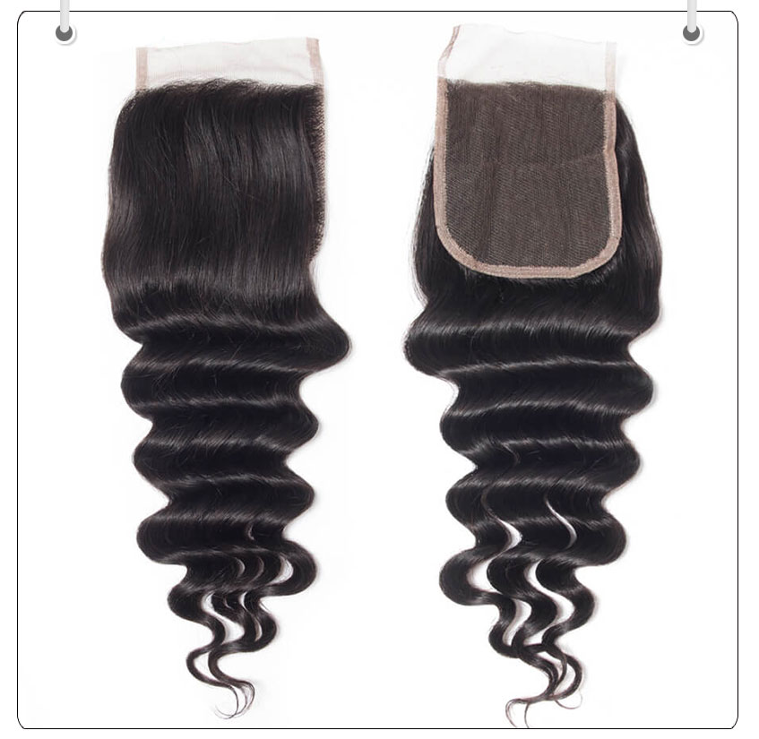 Human Hair loose deep Wave Bundles with Lace closure