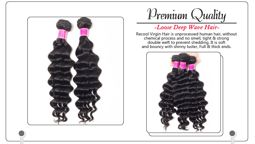 Human Hair loose deep Wave Bundles with Lace closure