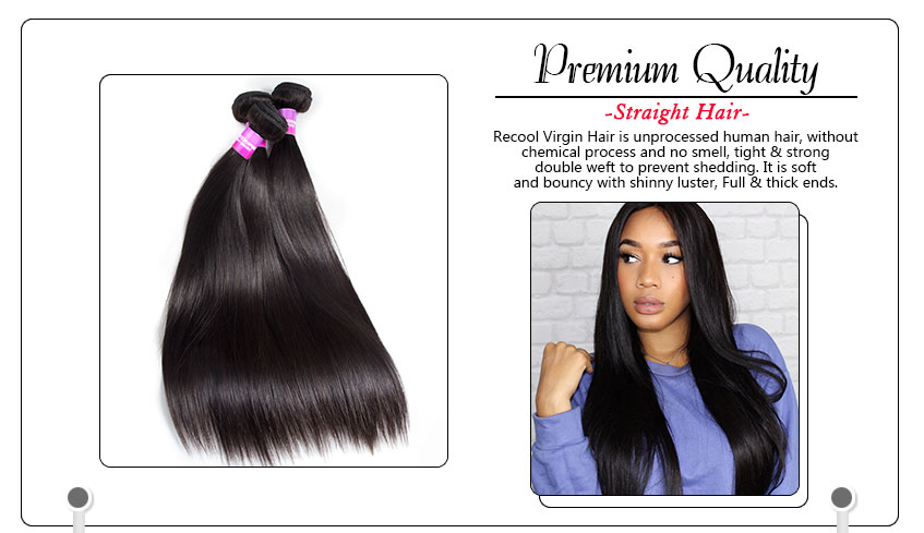 Recool Hair Straight Hair Bundles 8A Premium Remy Hair