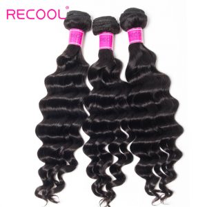 Recool Hair Loose Deep Wave 3 Bundles 8A Brazilian Hair Weave Bundles Wavy Hair 100% Virgin Human Hair