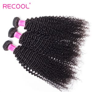 Recool Hair Kinky Curly Peruvian Hair 3 Bundles Deal Afro Kinky Curly 8A Virgin Human Hair Weave Extension