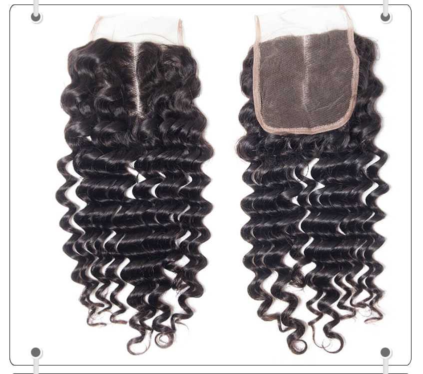 Recool Virgin Hair Deep Wave Human Hair 4*4 Lace Closure 1 PCS