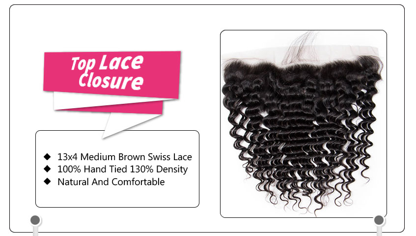 Hot Selling Brazilian Deep Wave 13*4 Lace Frontal Closure